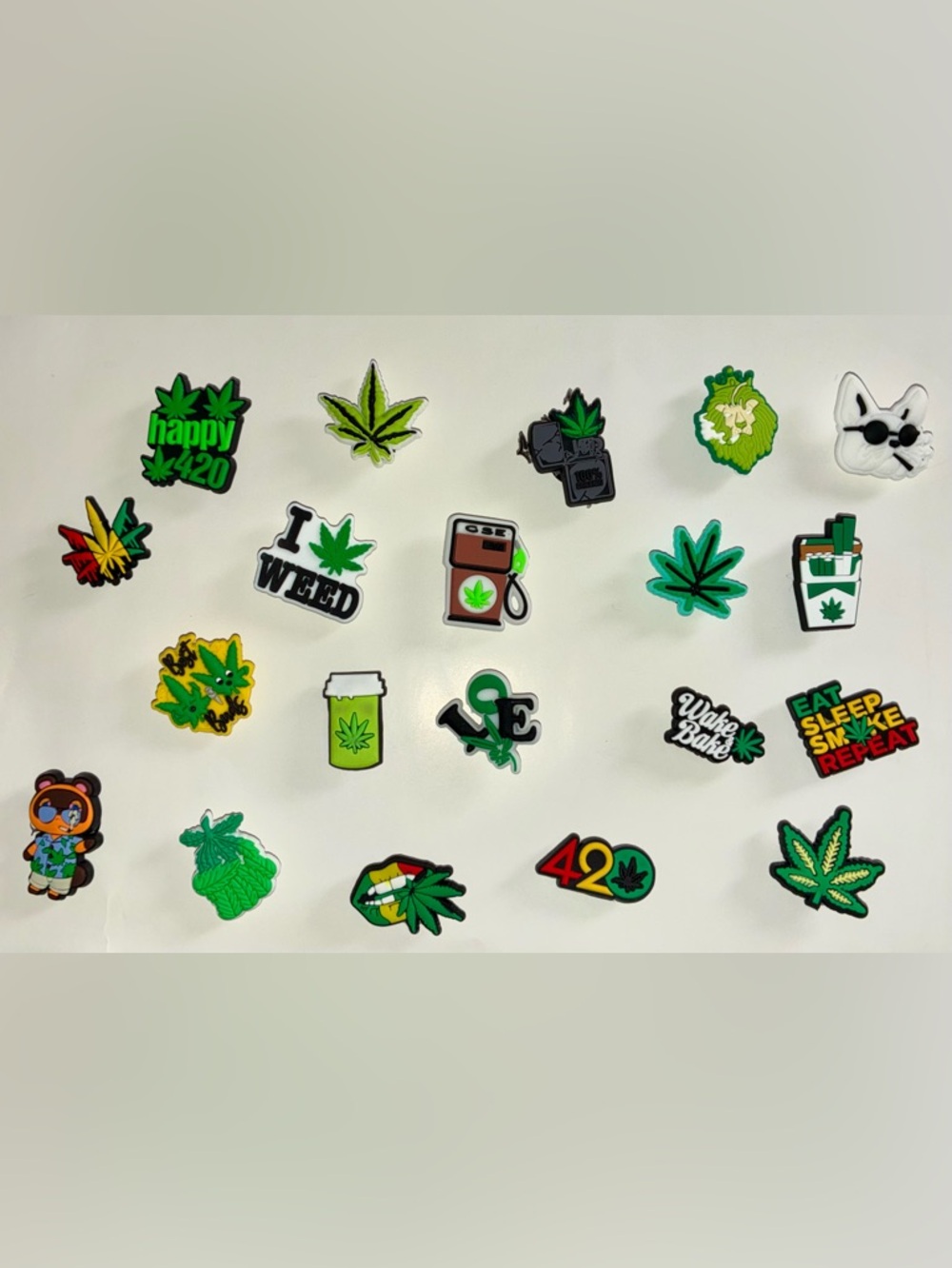 NEW 420 Weed Cannabis Jibbitz Style 20 pc Charms Set for Crocs & Clogs